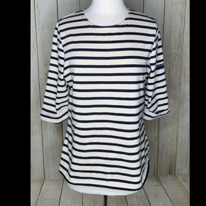 Saint James L'Atelier Sailor Shirt Breton Stripe Size 12 Navy Blue White